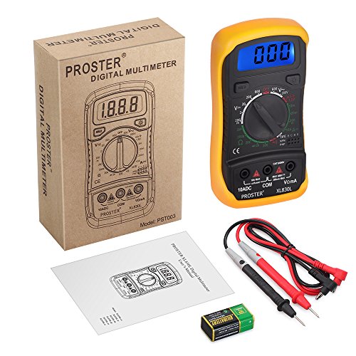 Proster Digitaler Multimeter mini digitaler Mulitmeter Manueller Bereich Voltmeter Ammeter Ohmmeter DMM DC Strom Spannung Widerstand Diode Durchgang mit Buzzer, LCD Hintergrundbeleuchtung und Batterietestfunktion für Schule, Labor, Fabrik usw. - 7