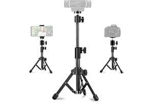JCWINY Webcam Tripod Stand Extendable Desktops Tripod for Camera/Phone/Webcam, Desk Tripod Mount Holder Compatible with Logitech Stream Webcam C925e C922x C922 C930e C930 C920 C615 /Camera/iPhone/Ring Light