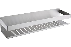 KigKog® Mensola da Doccia Senza Foratura - Antiruggine SUS304 Acciaio Inossidabile Nichel Spazzolato Mensola per Bagno Autoadesiva da 40CM,K07-40BN