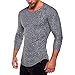 Produktbild VENMO Mode Herren Slim Fit O-Ausschnitt Langarm Top | Muskel T-Shirt Casual Tops Bluse | Tank Herren mit Brustasche | Muskelshirt ideal für Sport Gym Fitness Herren T-Shirt mit Extra Stretch Dehnbar Einfarbiges Basic Shirt (Deep Gray, 2XL(Asian XXL=EU XL))