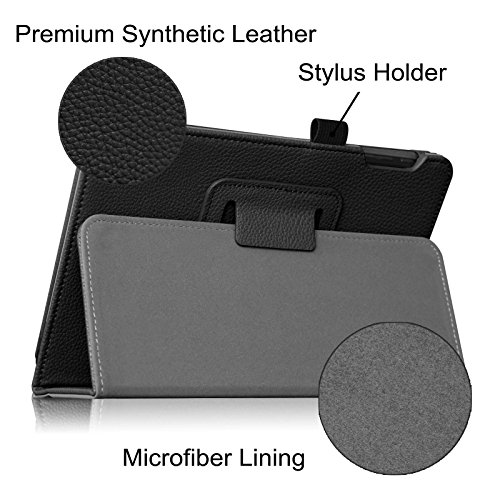 Fintie Medion Lifetab S7852 (MD 98625) / S7851 (MD 98675) Hülle Case – Folio Kunstleder Schutzhülle Tasche Cover Etui mit Ständerfunktion und Stylus-Halterung für MEDION LIFETAB S7852/S7851(19,9 cm 7,85″) Tablet-PC, Schwarz - 4