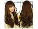 Produktbild Winracer Lange Körper Wellige lockere Curl Synsetic Haar Cosplay Perücke Hitzebeständige Perücke mit Pony Fransen Perücken mit Cap , dark brown (oblique bangs)