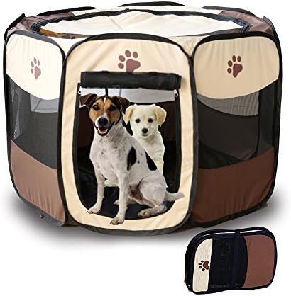 Dogs Cats Playpen Exercise Kennel Portable Foldable Pen for Travel Outdoor Yard