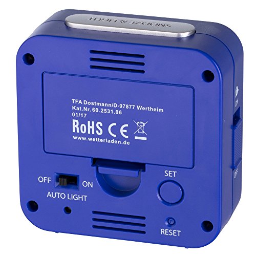 TFA Dostmann 60.2531.06 Bingo blau Funk-Wecker mit Negativ Display 2 Alarme Lichtsensor - 4
