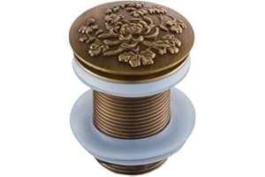 HWJFDC Bonde de Lavabo Drain Pop-Up for lavabo de Salle de Bains, Bouchon de déchets sculpté en Laiton Antique, Waterlet clic-clac, égouttoir de vanité (Color : ZR2023-9)
