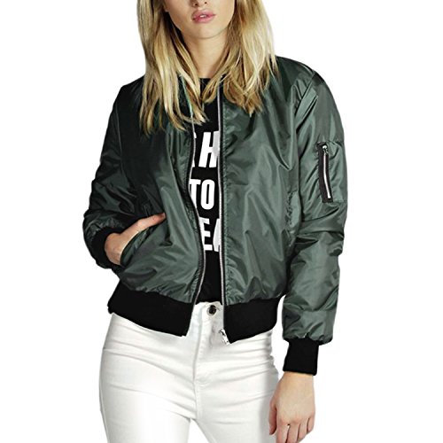 Ecowish Womens Classic Short Padded Bomber Jacket Coat Quilted Jacket