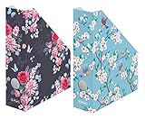  2 x Revistero/Archivador de pie/DIN A4 /\"Flowers + Birds\".