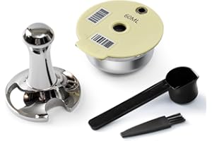 BENFUCHEN – Capsule à expresso rechargeable en acier inoxydable pour machine à café BENFUCHEN – Capsule Tas simo rechargeable avec couvercle en silicone et filtre en acier inoxydable, couleur blanc