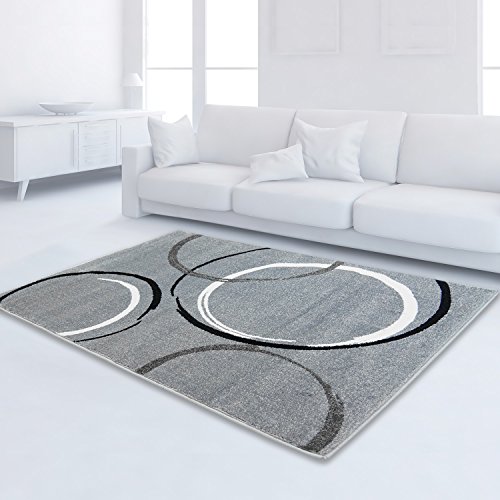 Teppich Modern Moda Öko-Tex Kreis grau schwarz creme verschiedene Größen 190x280 cm