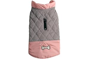 JoyDaog Abrigos reversibles para perros pequeños, impermeables, cálidos, para invierno, color rosa y gris, talla S