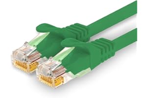 1CONN - Cable de red de 7,5 m, Ethernet, LAN y cable de conexión para una máxima velocidad de Internet y conecta todos los dispositivos con conector RJ 45 hembra verde - 1 unidad