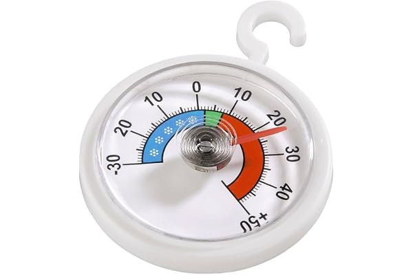 Xavax Analog termometer, vit | Termometer för kylskåp eller frys och bröstfrys, färgskala för enklare läsning, inkluderar självhäftande baksida, rund