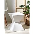 Dime Arts Shoppee Collection Geometric Square Top Side End Accent Table (White)(Wood)