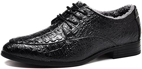 REETENE Men Dress Shooes Genuine Leather Men Falts Plush Shoes For Men Winter Fur Shoes