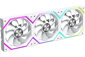 Jungle Leopard Build Blocks UNI Daisy Chain RGB PC Ventilateur 120MM 3er Pack,2000RPM/62.36CFM,5V3PIN ARGB und 12V4PIN PWM Ventilateur (Blanc)