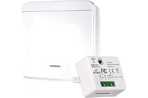 LUMITREX Interrupteur Sans Fil 230 V Avec Récepteur pour Lampe Commutateur Télécommandé RF 433 MHz Portée 50 m Kit Interrupteur Lumière Sans Câblage Installation Facile Panneau Wireless Switch