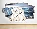 Produktbild tekkdesigns G603 Eisbär Arctic Ice Cartoon zerstörten Wand Aufkleber 3D Kunst Aufkleber Vinyl Raum