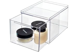 INTERDESIGN The Home Edit by iDesign Organizer alto con cassetto estraibile in plastica riciclata trasparente