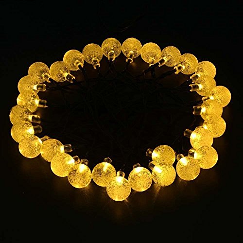 YIMIA Wasserdicht 30er LED Solar Lichterkette, 8 Leuchtmodi tragbare 6 Meter Außenlichterkette Garten Solar Led Beleuchtung Warmweiß/bunt Kugel für Party, Weihnachten, Garten, Balkon usw. (Warmweiß Kugel) - 5