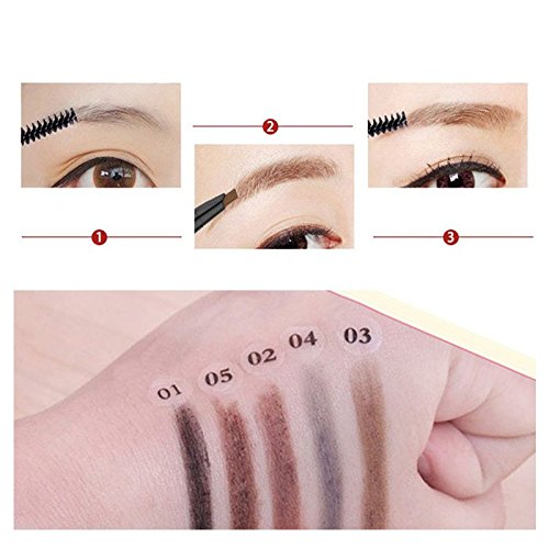 Trillycoler Automatisch Wasserdicht Gedrehte Make Up Stift Eyeline Augenbrauenstift + Pinsel (Schwarz 1#) - 5