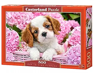Castorland Pup in Pink Flowers Puzzle (500 Piece)