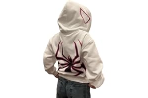 YINGKE Herren Spinnen Print Kapuzenpullover Y2K Punk Dunkle Gotisch Halloween Jacke mit Reißverschluss Unisex Kapuzenpullover