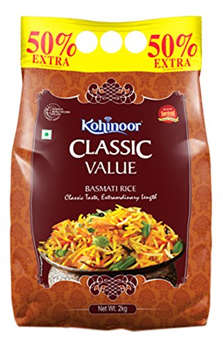 Kohinoor Classic Value Basmati Rice, 3kg RS.379 (19.00% Off) - Amazon