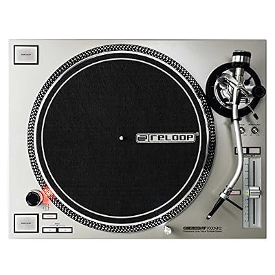 Reloop Tourne-disque Reloop RP-7000, pour DJ, avec couple élevé, entraînement direct par Quartz, réglable en hauteur MK2 Bras en S Argenté Argenté métallisé