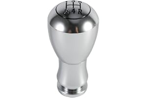 Keenso Car Gear Shift Knob, Universal Aluminum Alloy Automatic Manual 5 Speed Gear Shift Knob Car Gear Stick Shift Knob Handle Replacement (Silver)