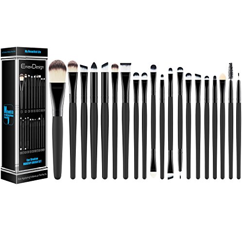 EmaxDesign 20 Stück Make-up Pinsel zum professionellen Auftragen von Lidschatten Eyeliner Foundation Rouge Lippenkosmetik Bürsten für Puder und Flüssiger Cremiger Kosmetik,sowie Pinsel zum Verblenden - 6