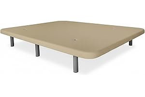 mattfy - Base Tapizada 3D Extra Reforzada, Gran Estabilidad, con Barras de Refuerzo y 6 Patas metálicas roscadas de 25cm, 150x190, Beige