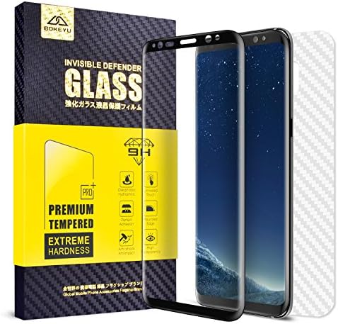 Tempered Glass Screen Protector for Galaxy S8 [Case Friendly], BOKEYU High Responsive Designed 3D Curved Edge Anti-Scratch Bubble Free 9H HD Clear Screen Protector with 1x Back Soft Protector for Samsung Galaxy S8