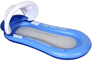 Queta Hamak wodny, dmuchany materac, pływający materac plażowy, krzesło z markizą, poduszką pod głowę i siatką (niebieski)