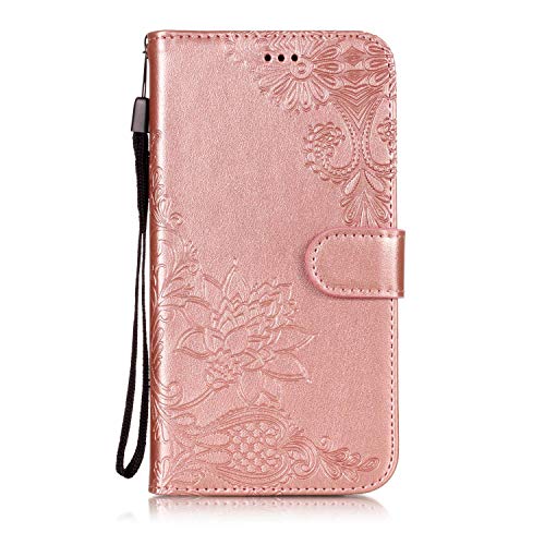 Preisvergleich Produktbild Homikon PU Leder Hülle Schön Spitze Schutzhülle Brieftasche Ledertasche Bookstyle Lanyard Weiche Handyhülle Kunstleder Lederhülle Silikon Tasche Kompatibel mit Samsung Galaxy J5 2016 - Roségold