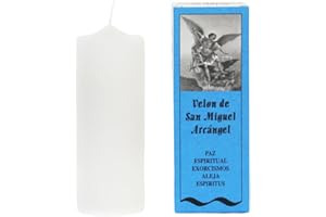 VELAS MARIANO Velón Preparado San Miguel Arcángel – Ritual con Vela Blanca para Protección y Purificación | Vela Esotérica para Purificar nuestro entorno | Hecho a Mano con Hierbas | Incluye Instrucciones y Oración