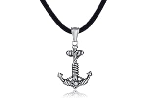 DonDon Collana da Uomo in Cuoio Pelle 50 cm con Pendente in Acciaio Inossidabile Disponibili Diversi Tipi di Modelli