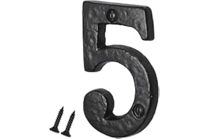 SISI UK® Black Cast Iron Numbers Front House Door Numbers with Antique Finish 3'' with Screws (Number 5)