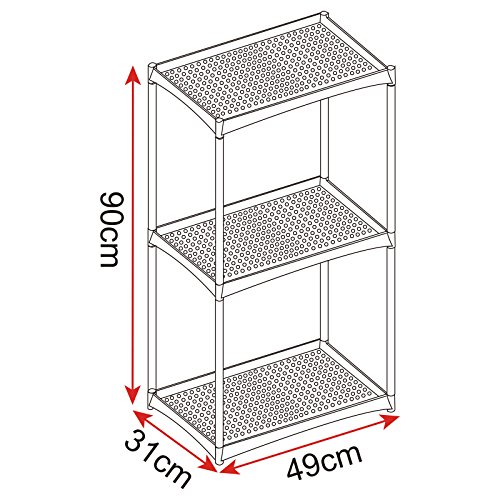 WOLTU SR0032 Standregal Badregal Haushaltsregal mit 3 Böden, Hält 15kg pro Boden, 49x31x90cm, Grau + Cremeweiss - 5