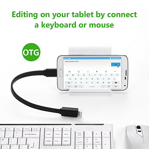 UGREEN Micro USB 3.0 OTG Flach Kabel für Samsung Galaxy Note 3, S5 3.0 Version, Nokia Lumia 2520, Samsung Galaxy Note Pro 12.2 , Tab Pro 12.2 (Flach Schwarz) - 2