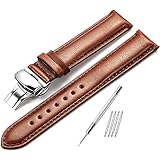 iStrap 18mm 20mm 22mm Echtes Leder Uhrenarmband Gepolstertes Muster Ersatz Uhrenarmband Poliert Pin Gürtelschnalle super weich