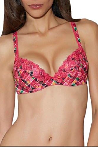 Aubade Bahia 5018 Underwired Lightly Padded Push Up Plunge Lace Bra Madras Multicoloured 38C