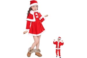 PILUZEAT Costume da Babbo Natale rosso professionale divertente abbigliamento natalizio per mascherata Capodanno cosplay festa a tema 100-160 cm
