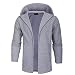Produktbild URSING Herren Casual Einfarbig Strickjacke Slim Fit Hoodies V-Ausschnitt Baumwolle Jacke Mantel Baumwollmantel Strickmantel Strickcardigan Hip Hop geschnittene Schlichte Cardigan(Grau,2XL)