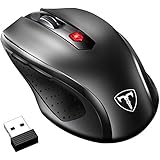 [Newest Version] VicTsing MM057 2.4G Wireless Portable Mobile Mouse Optical Mice with USB Receiver, 5 Adjustable DPI Levels, 6 Buttons for Notebook, PC, Laptop, Computer, Macbook - Black