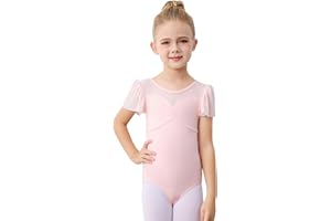 boruizhen Body Ginnastica Artistica Bambina Body Danza Bambina Ragazze Ginnastica Leotards Balletto Manica Corta Manica a Sbuffo da 2 a 12 Anni