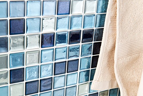 infactory Selbstklebende 3D-Mosaik-Fliesenaufkleber „Aqua“, 26 x 26 cm, 3er-Set - 5