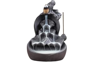 LIRENSHIGE Gourd Backflow Incense Holder, Incense Burner Multi Layer Ceramic Incense Cones Burner Incense Stick Holder Incense Holder Home Decoration Handicraft with 10 Free Cones