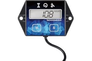 FOUNDOWN Kleine Digitale Motordrehzahlmesser Betriebsstundenzähler Spurweite Ölwechsel Induktive Betriebsstundenzähler für Boot Rasenmäher Motorrad Außenborder Schneemobil Kettensägen