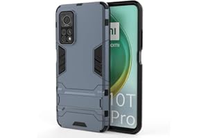 CHcase pour Xiaomi Mi 10T / Mi 10T Pro Coque, 2 en 1 Armour Double Couche Étui Rigide avec Fonction Stand Anti-Choc Silicone TPU+PC Dual Layer Armor pour Xiaomi Mi 10T / Mi 10T Pro -Black Plus Gray