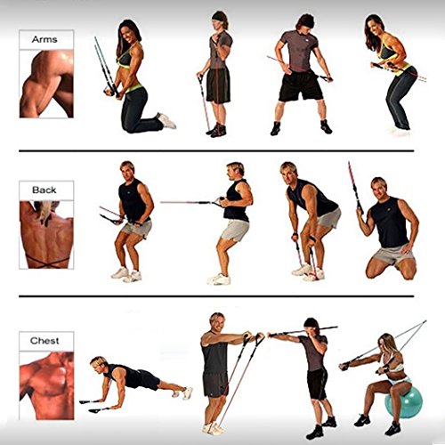 MORECOO Fitness Expander Tube 11-teilig set, mehrfarbig Karneval - 7